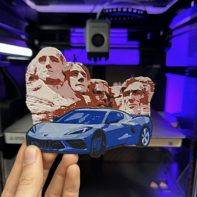 freedom corvette hueforge by neokoi prints generative 3d model & lithophane mazda jdm miata supra nissan toyota ae86 initial d filament painting bambu ams gtr chevrolet ford mustang camaro civic s2000 subaru sti datsun honda 3d print model - Mito3D