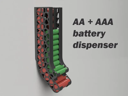 aa+aaa battery dispenser voronoi wall mounted remixed by theprinterprinted tools organizers storage aa aaa 3d print model - Mito3D