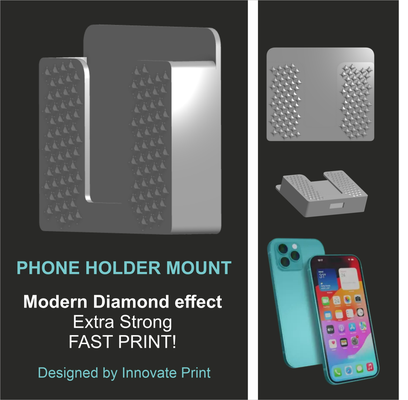 modern phone mount diamond - fast print by innovate hobby & diy electronics holder tripod locking nut stand opening cable accessiories accessories acsesorys adapter mobile accessory case charger charms 3d print model - Mito3D