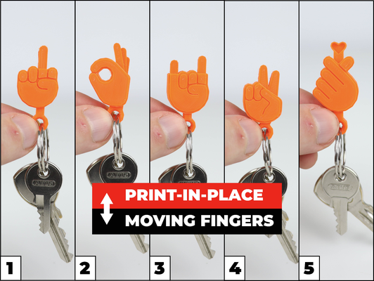 print-in-place moving hand sign keychains by cube3dworld toys & games printinplace keychain fidget toy handsign funny 3d print model - Mito3D