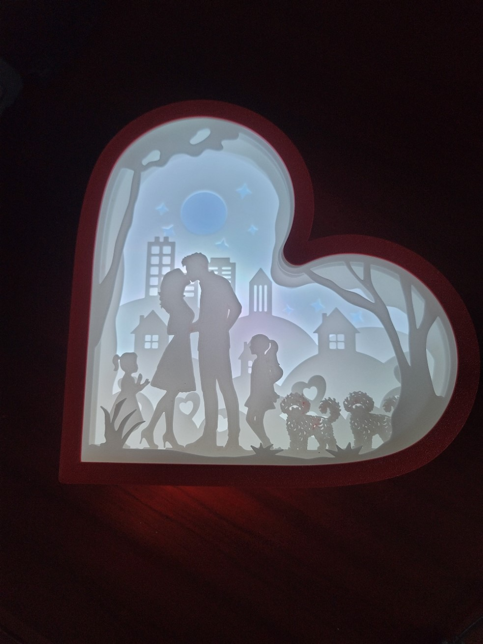 lovers valentine day shadowbox - remix family of girls 2 dogs plate 002 remixed by mvrider19 household decor 3D print model - Mito3D