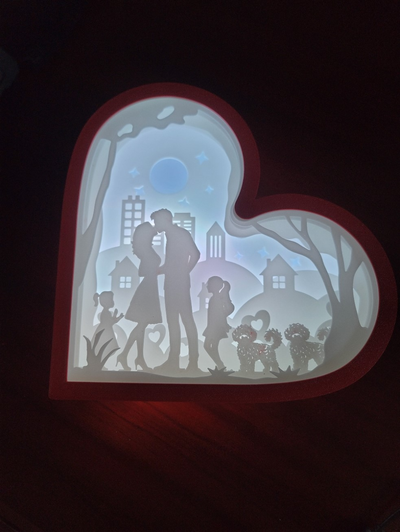 lovers valentine day shadowbox - remix family of girls 2 dogs plate 002 remixed by mvrider19 household decor 3d print model - Mito3D