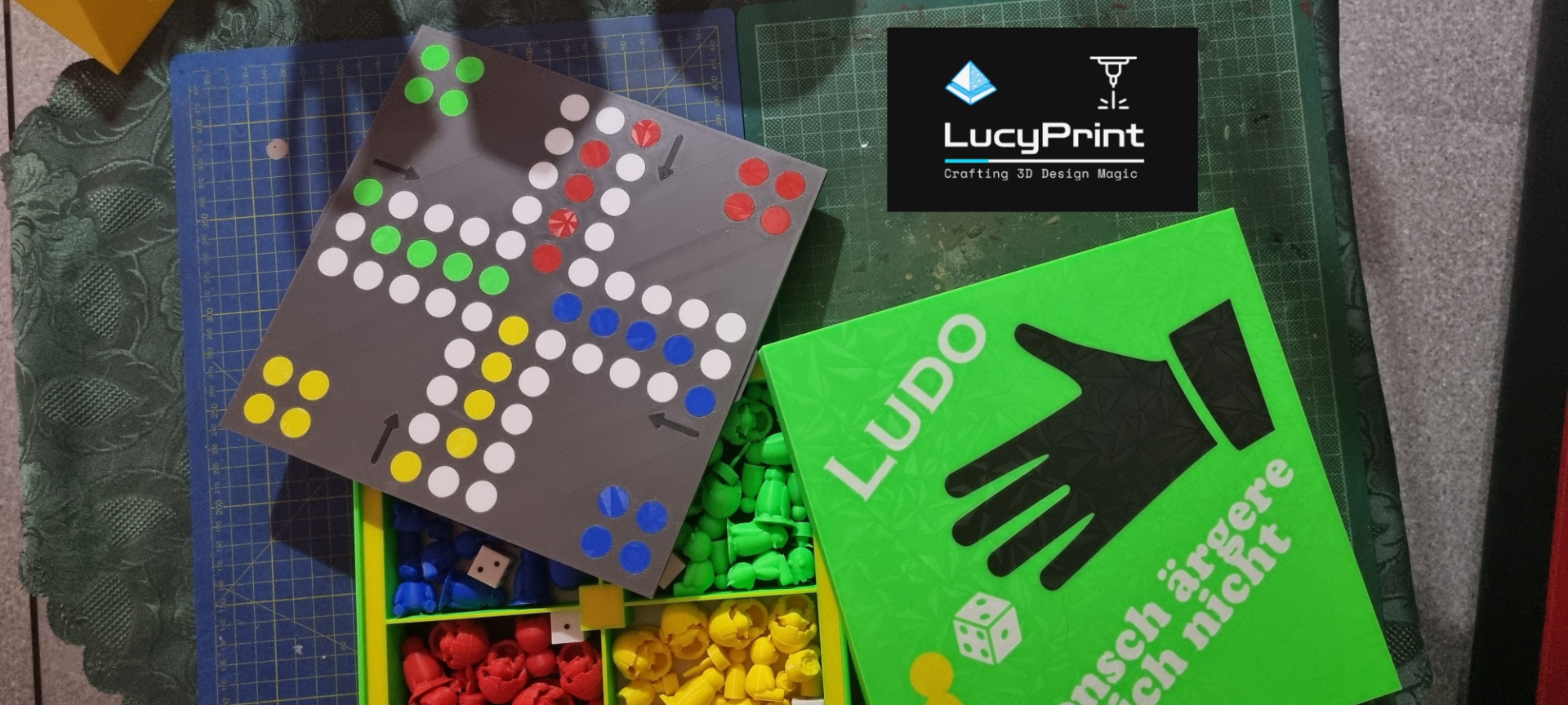 ludo yazı tahtası oyun 6 adet by parlak baskı oyuncaklar oyunlar kutu groot sarı ayı penguen playboy tavşan mızrak oyuncu eğlence figür 3D print model - Mito3D