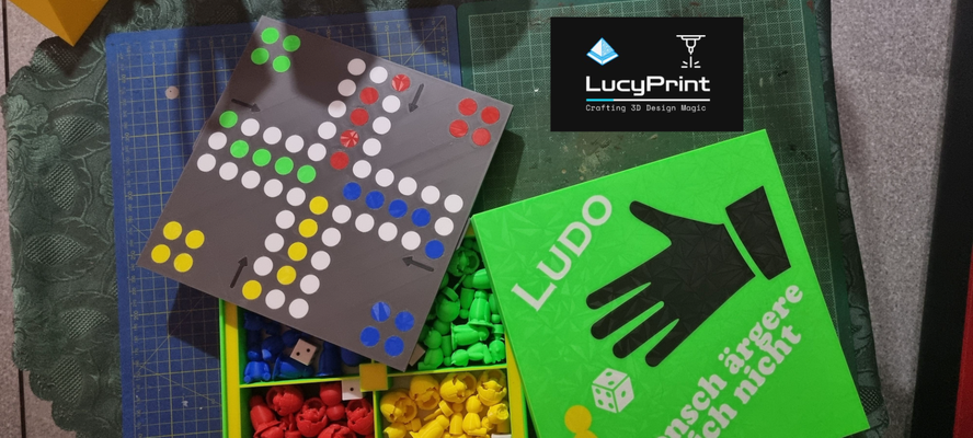 ludo tavola gioco 6 pezzi by lucyprint giocattoli giochi scatola groot giallo orso pinguino playboy coniglietto spiele giocatore divertimento figur 3d print model - Mito3D