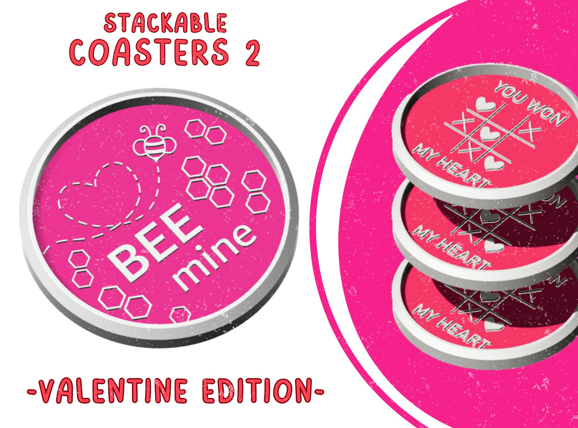 sc stapelbar untersetzer valentinstag 02 by archiv haushalt dekor kunst valentinsherz herz biene liebe beme beemine haus hausdekor party partyzubehör partydeko valentine2024 stapelbarer anpassbar glas glasscoaster glasuntersetzer wasser getränk achterbahn getränkehalter getränkeuntersetzer set einstellen of freunde familie loveparty familienfeier veranstalter küche küchenzubehör natur tier exagon 3D print model - Mito3D