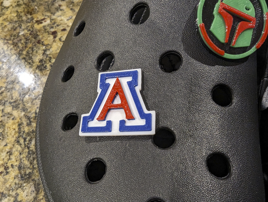 uofa wildcats croc charm - jibbitz by minerj fashion footwear arizona university of 3d print model - Mito3D