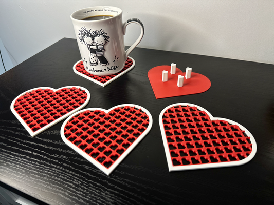 heart shaped coaster by wallace workshop llc household decor valentines valentine drink homedecor home cute coffee 3d print model - Mito3D