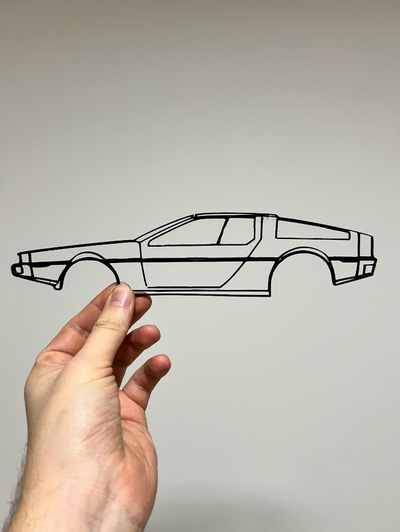 delorean dmc 12 siluet by 3d hurda dükkanı sanat 2d duvar siluetart 3d print model - Mito3D