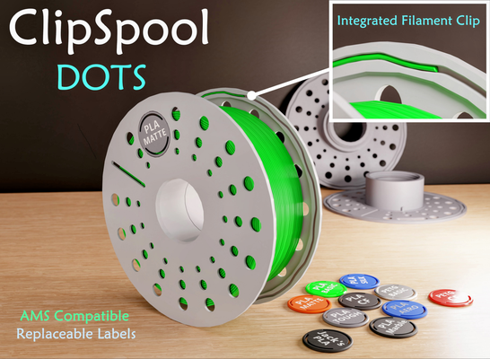 clipspool points intégré filament agrafe by kobarileï 3d imprimante accessoires bobine soutien libre no soutiens bambu laboratoire bl intelligent ams compatible étiquette étiquettes recharge 3d print model - Mito3D