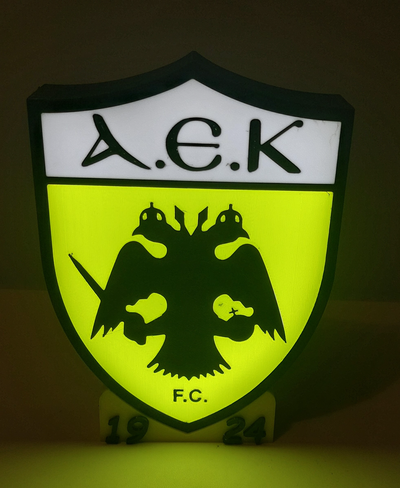 aek athènes lumière boîte by harrah art panneaux logos fc 3d print model - Mito3D