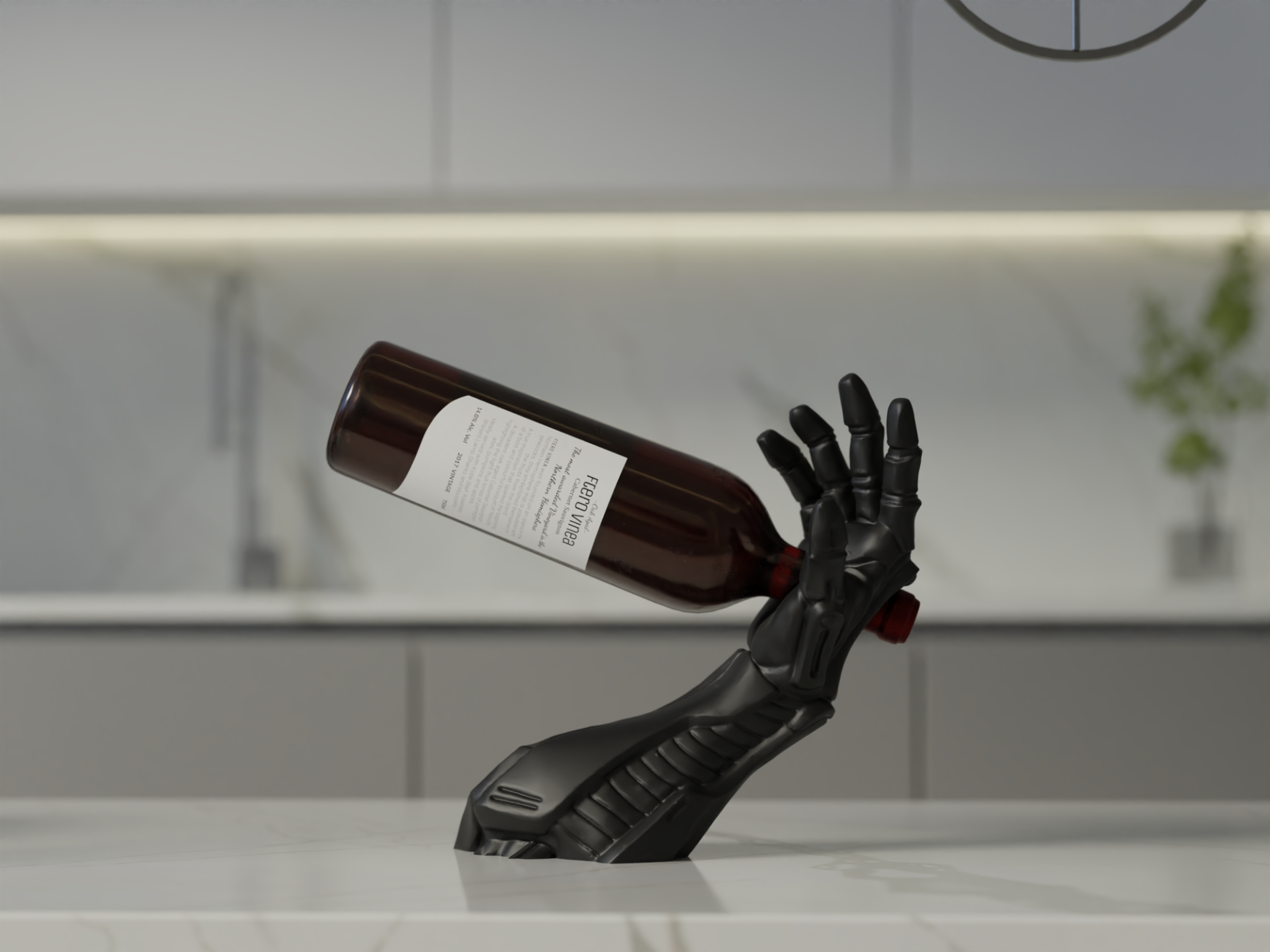 robopour futuristic wine holder cyborg arm by collecticraft household decor wineholder house home minimal fantasy cyberpunk robot 3D print model - Mito3D