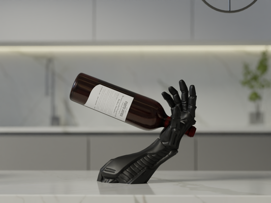 robopour futuristic wine holder cyborg arm by collecticraft household decor wineholder house home minimal fantasy cyberpunk robot 3d print model - Mito3D