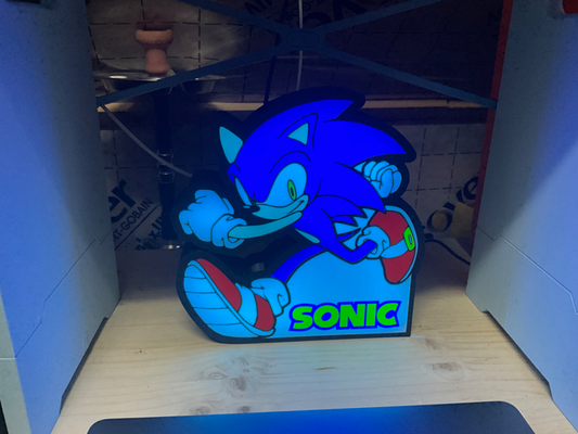 sonic led caja ligera by vitormhs arte señales logos firmar logo erizo luminaria 3d print model - Mito3D