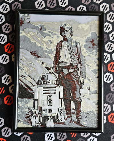 luke skywalker & r2d2 by printmajstr art 2d hueforge filamentpainting starwars 3d print model - Mito3D