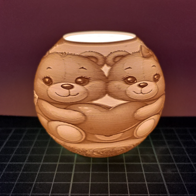 valentine lamp by mystuffprint generative 3d model hueforge & lithophane litophane lithophan light led candle tea teddy bear love cute cartoon flower rose 3d print model - Mito3D