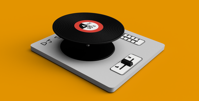 dj mixer coaster gadget by square3d hobby & diy music turntable record vinyl player technics pioneer audiotechnica remix style cool ams p1s x1c a1 a1mini simple fast 2color blackandwhite table booth desk cup disk fun funny kids toy spin 3d print model - Mito3D