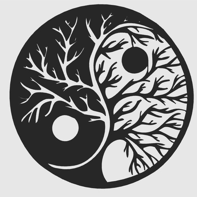 yin yang baum by teo88 kunst skulpturen medaillon albero 3d print model - Mito3D