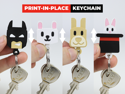 print-in-place keychains by cube3dworld toys & games keychain printinplace batman bunny dog magichat funny fun fidget toy fidgettoy 3d print model - Mito3D