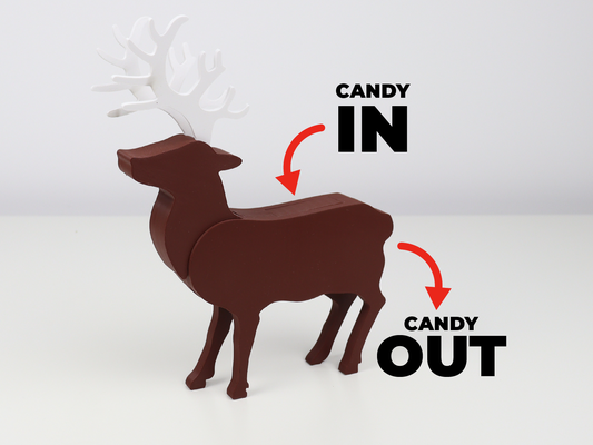 reindeer candy dispenser remixed by cube3dworld household decor christmas candybox candydispenser deer funny christmasdecoration toy 3d print model - Mito3D