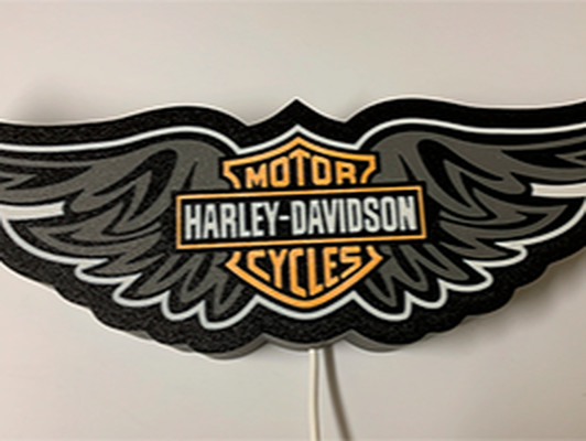 harley davidson wings lightbox led lamp by fenix3d art signs & logos ledlamp light 3d print model - Mito3D