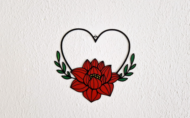 corazón flores pared percha by dennisv arte 2d mural decoraciones flor amor color ams enamorado san valentin dia 3d print model - Mito3D