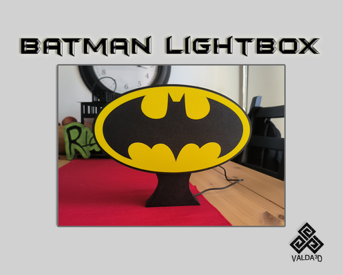 batman logo lightbox led lamp wall mount by valda3d art models gotham joker bambulab ams multicolor 3d print model - Mito3D