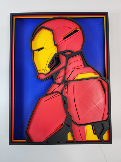 eisen 4 color 6 schicht shadow box by jamboodle kunst zeichen logos ironman 3d geschichtete schattenbox wunder superheld fan art comic buch drucken bunt geek dekor techcraft passen gedruckt design 4color 3d print model - Mito3D