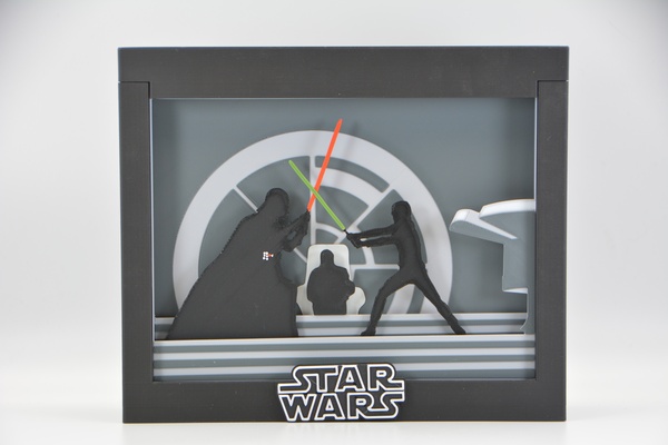 star wars duel on death ii shadow box by crafty maker art signs & logos starwars palpatine luke emperor lightsaber deathstar darthvader returnofthejedi lukeskywalker darkside theforce 3d print model - Mito3D