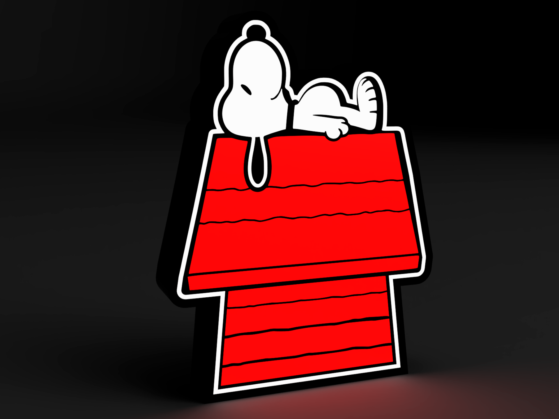 snoopy lightbox led lamp by 3dacores toys & games characters 3D print model - Mito3D