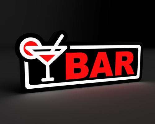 bar sign lightbox led lamp by 3dacores art models accessories 3d print model - Mito3D