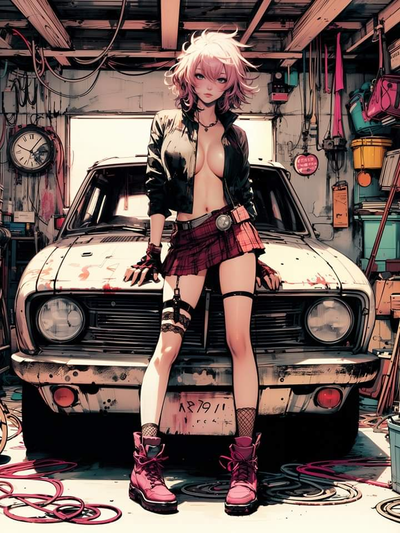 car girl by lastshot457 generative 3d model hueforge & lithophane 5 colors anime 3d print model - Mito3D