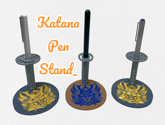 katana stylo supporter by mail iou ménage bureau nichirin épée ninja samouraï accessoires art accessoire papier titulaire soutien 3d print model - Mito3D