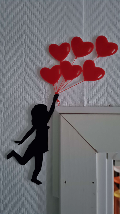 porta canto menina balões by estampas pai casa decoração coração namorados balão fofa acessório arte ângulo ams multicolorido ams3 cor presente 3d print model - Mito3D