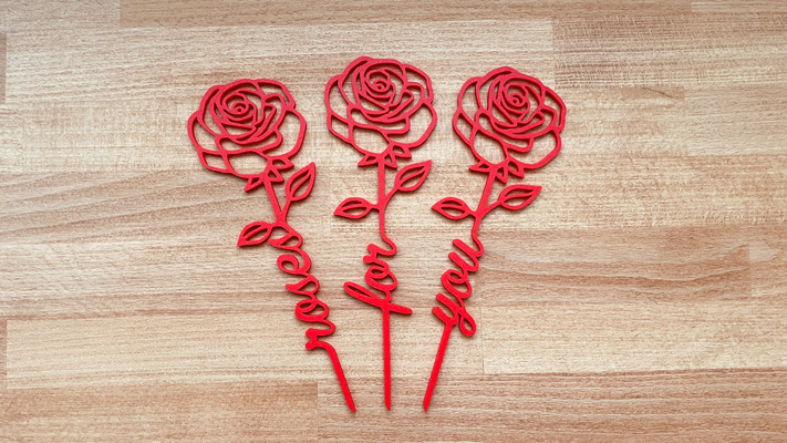 enamorado rosas by árgico arte 2d decoración flor regalo cumpleaños rosa día san valentín novia mujer hogar sombrero copa casa madre madre vástago 3d print model - Mito3D