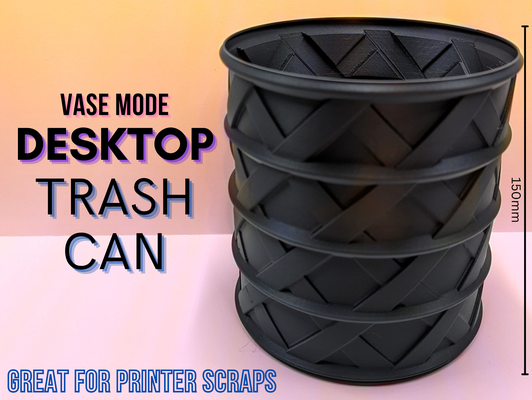 desktop trash can by jamestheprinter household office vase container vasemode trashcan waste spiralvase spiralvasemode spiralizedvasemode spiralized wastecontainer spiralize printerwaste printermod wastebasket newprinter printeraddon 3d print model - Mito3D