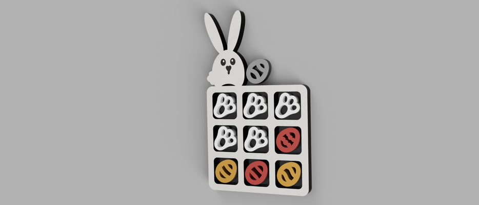 tictactoe ostern auflage by make3dtc spielzeuge spiele tafel tic tac zehe tictac hase östlich ostern 3d print model - Mito3D