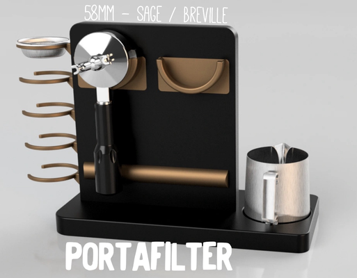 stand portafilter 58mm - sage breville by 3dslash household house models espresso barista coffe art kitchen siebtraeger kaffee 3d print model - Mito3D