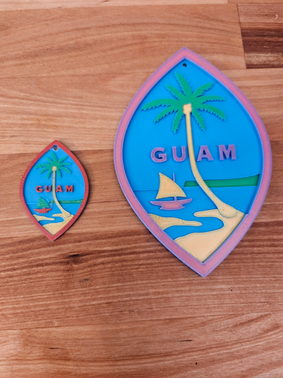 guam schlüsselbund ams bereit by ryan kunst zeichen logos mehrfarbig strand insel boot ozean schlüssel etikett 3d print model - Mito3D