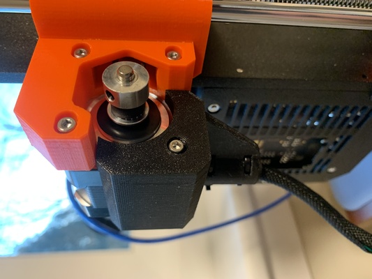 prusa mk3 mk3s x motor cable protection print in place remixed by appleseed 3d printer parts bracket cablemanagement cableholder xmotor 3d print model - Mito3D