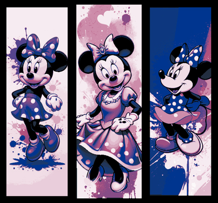 set of 3 fan art bookmarks - disney minnie mouse styling ready a day shopping fun by mclanesmemories 2d minniemouse cartoon book mark marker bookmark print hueforge 3d print model - Mito3D