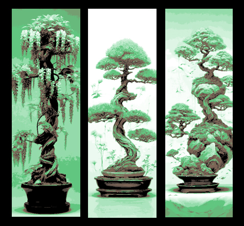 set of 3 bookmarks - bonsai people three designs nature by mclanesmemories art 2d garden japan japanese plant book mark bookmark marker hueforge living 3D print model - Mito3D