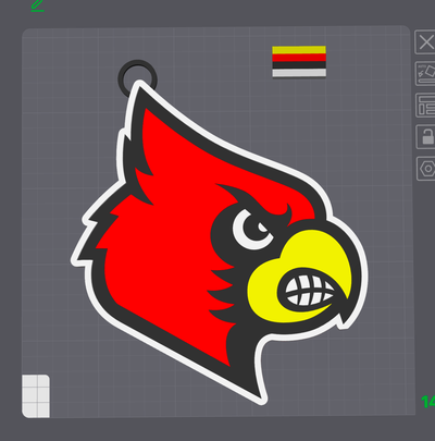 louisville cardinali grande logo collana by m cody sims arte segni loghi ncaa calcio ncaabasketball università pallacanestro fan ingranaggio fooball fascino ciondolo 3d print model - Mito3D