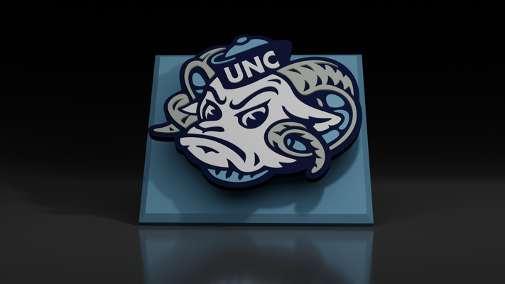 ncaa universität of norden carolina unc teer absätze schwebend logo zeichen by abonnieren kunst logos fußball basketball baseball hochschule 3d print model - Mito3D