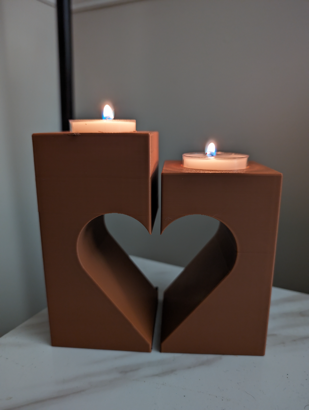 tè luce cuore tagliare titolare supporto by mjharrop domestico arredamento san valentino giorno san valentino candela decorazione regalo gemello titolari 3D print model - Mito3D