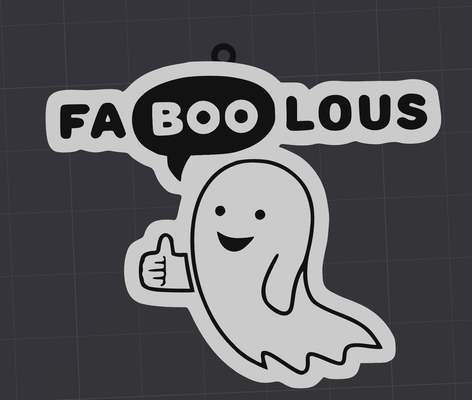 faboolous ghost keyring by cruse2382 art 2d key ring chain 3d print model - Mito3D