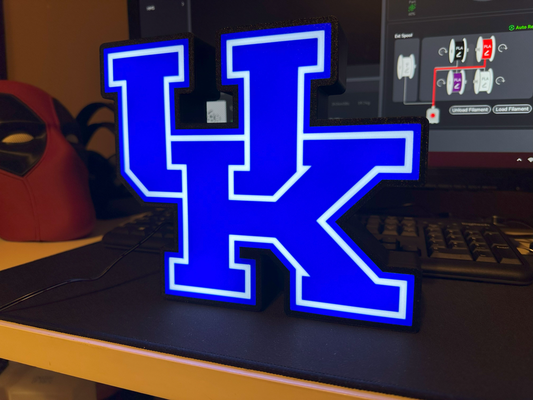 uk üniversite of kentucky ışık kutu by moltenplastic3d sanat işaretler logolar led futbol mavi beyaz 3d print model - Mito3D