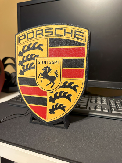 porsche licht box by moltenplastic3d kunst zeichen logos led lichter autos auto 3d print model - Mito3D