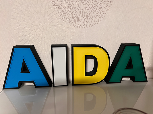 aida logo by timo art panneaux logos wled vacances licht boite lumière léger 3d print model - Mito3D