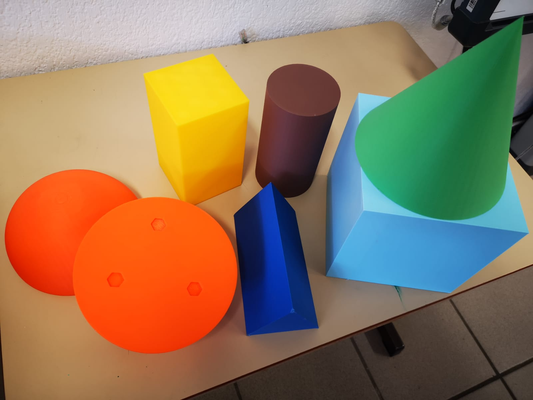 conjunto formes g om algemas 15cm by ei educação matemática geométrico piramide prisma esfera cilíndrico cone 3d print model - Mito3D