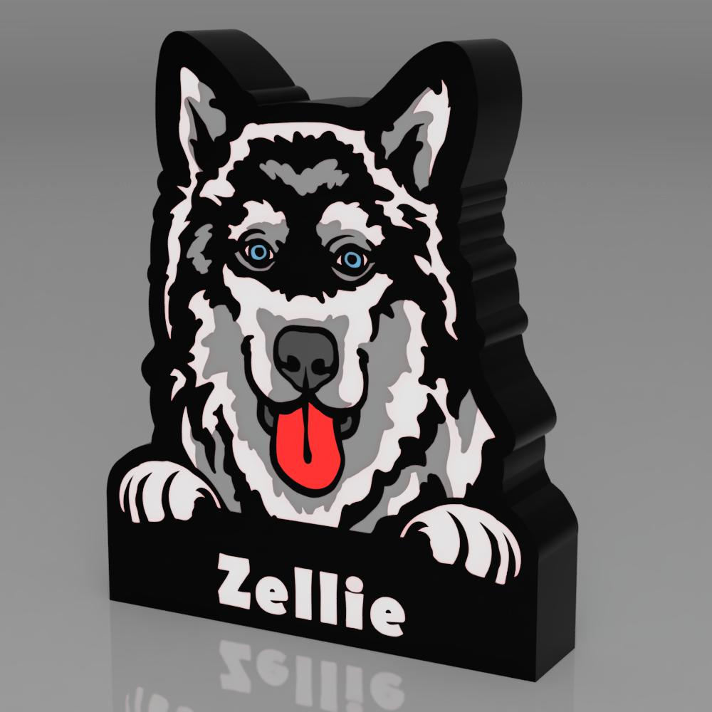 peeking husky custom by e engvall art signs & logos led lightbox 3D print model - Mito3D